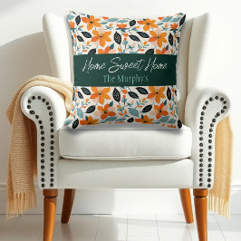Personligen orange och Blå blomma och Blommor Kudde