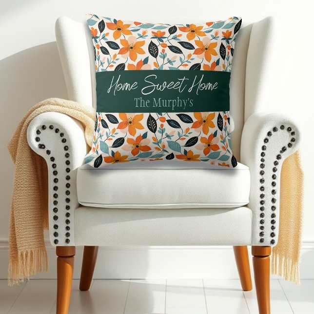 Personligen orange och Blå blomma och Blommor Kudde (Skapare uppladdad)