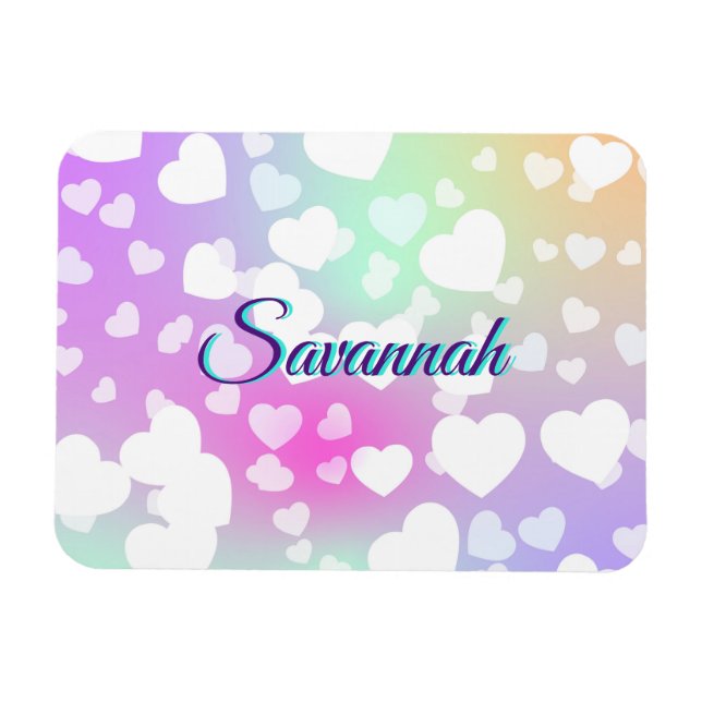 Personligen Pastel Falling Hearearts Magnet (Horisontell)