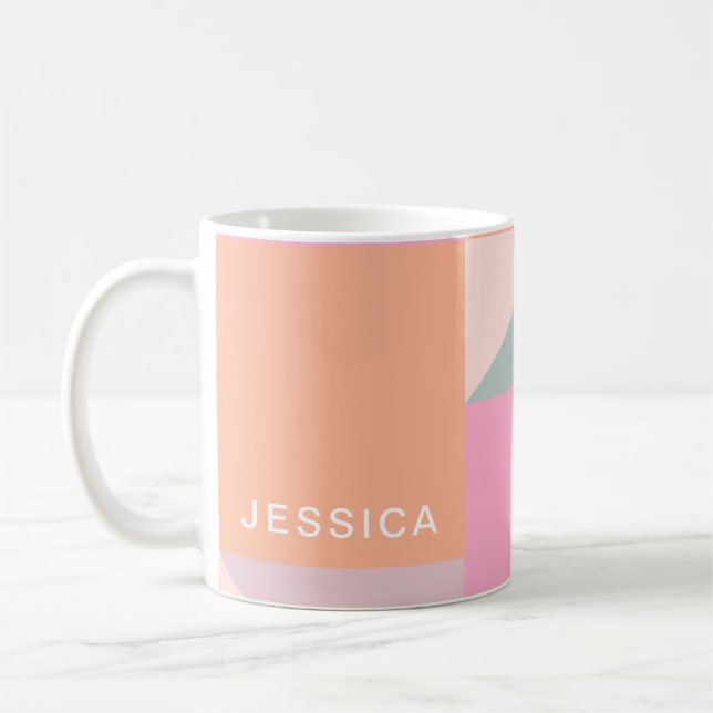 Personligen Pastel Färg Block Geometric Shapes Kaffemugg (Vänster)