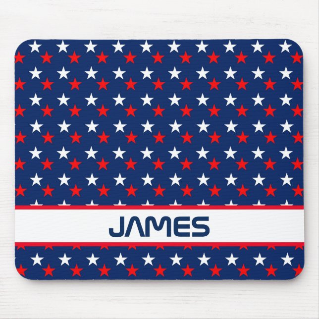 Personligen Patriotic Red White och Blue Stars Musmatta (Framsidan)