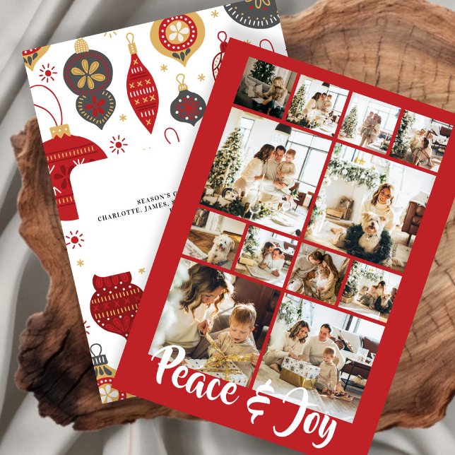 Personligen Peace and Joy Photo jul Julkort (Peace and Joy Photo Christmas Personalized Holiday Card by Ricaso. Add your own 12 photographs)