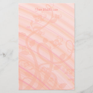 Personligen Peach Rosa Spiral Flowers Template Brevpapper
