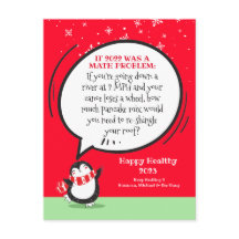 Personligen Penguin Funny Math Problem på nyårsbas