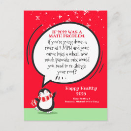 Personligen Penguin Funny Math Problem på nyårsbas Helg Vykort