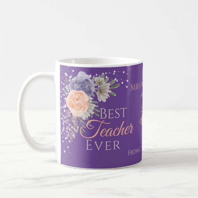 Personligen Peony Ro, Blommigt, bästa lärare någon Kaffemugg (Vänster)