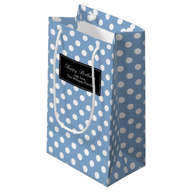 Personligen Periwinkle Polka dots (Framsidan Vinklad)