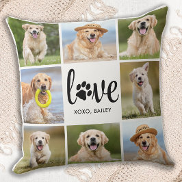 Personligen Pet Photo Collage i Hund Paw Skriv ut Kudde
