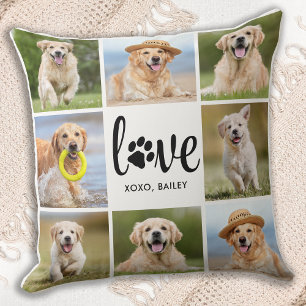Personligen Pet Photo Collage i Hund Paw Skriv ut Kudde