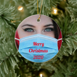 PERSONLIGEN PHOTO 2020 Ansikte Mask Julgransprydnad Keramik