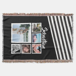 Personligen Photo Collage Black and White Stripe Mysfilt