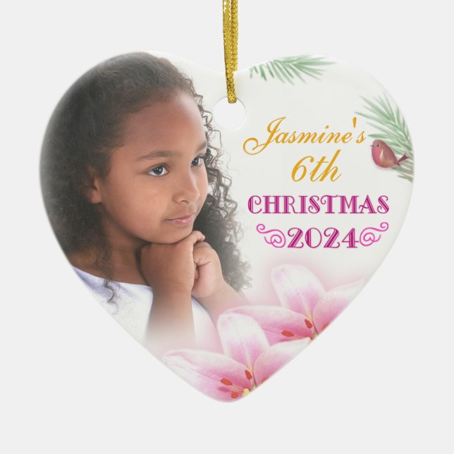 Personligen Photo Heart Gift Julgransprydnad Keramik (Framsidan)