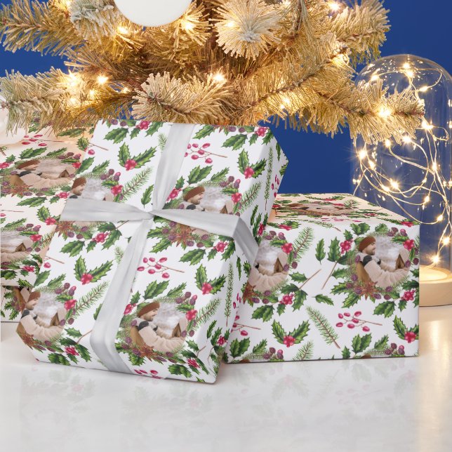 Personligen Photo jul Holly WAN Presentpapper (Helgdagar)