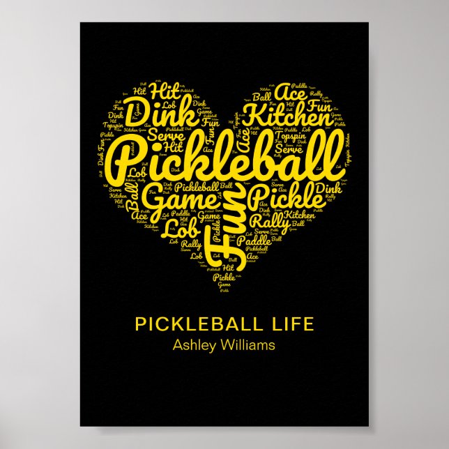 Personligen Pickleball Life Ord Art Typography Poster (Framsidan)