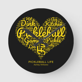 Personligen Pickleball Life Ord Art Typography Rund Klocka