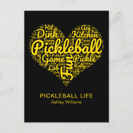 Personligen Pickleball Life Ord Art Typography Vykort