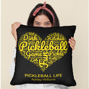 Personligen Pickleball Player Ord Art Typography Kudde