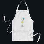 Personligen Piña Colada Cocktail Tropical Beach Förkläde<br><div class="desc">Den här plattan har en vattenfärgsmålning av ett piña colada-glas. Anpassa med din information och ändra eventuella formuleringar.</div>