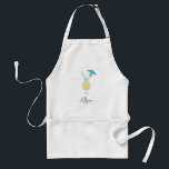 Personligen Piña Colada Cocktail Tropical Beach Förkläde<br><div class="desc">Den här plattan har en vattenfärgsmålning av ett piña colada-glas. Anpassa med din information och ändra eventuella formuleringar.</div>