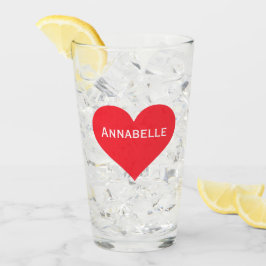 Personligen Pint Glass Cute Red Heart Namn Glaskopp
