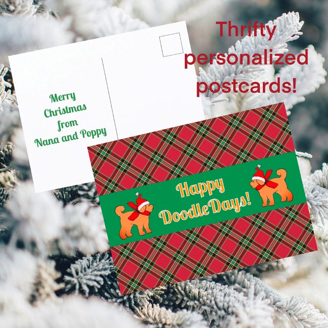 Personligen Play Doodle Golden Gult Hund Helg Vykort (Save money with thrifty personalized holiday cards)
