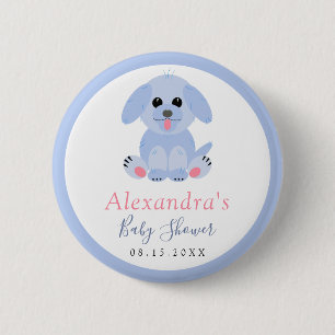 Personligen Pojke Shower Blue Puppy Knapp