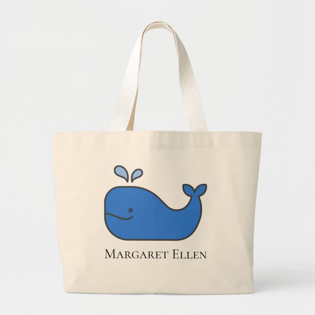 Personligen Preppy Nautical Blue Whale Jumbo Tygkasse (Framsidan)