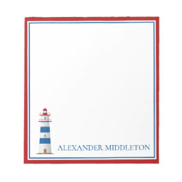 Personligen Preppy Nautical Lighthouse Anteckningsblock