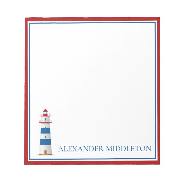 Personligen Preppy Nautical Lighthouse Anteckningsblock (Framsida)