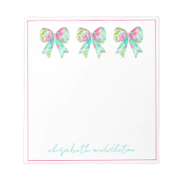 Personligen Preppy Rosa and Grönt Bows Anteckningsblock