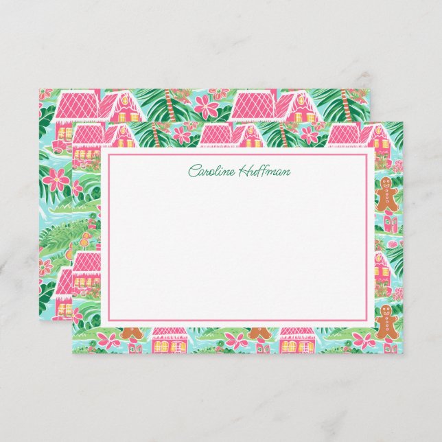 Personligen Preppy Rosa jul Gingertea Tack Kort (Fram/baksida)