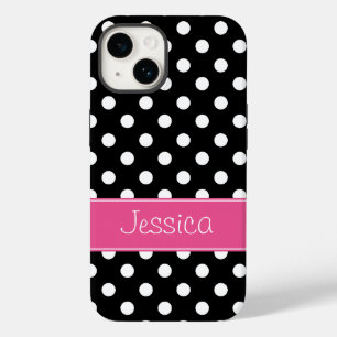 Personligen Preppy Rosa och svart Polka dots