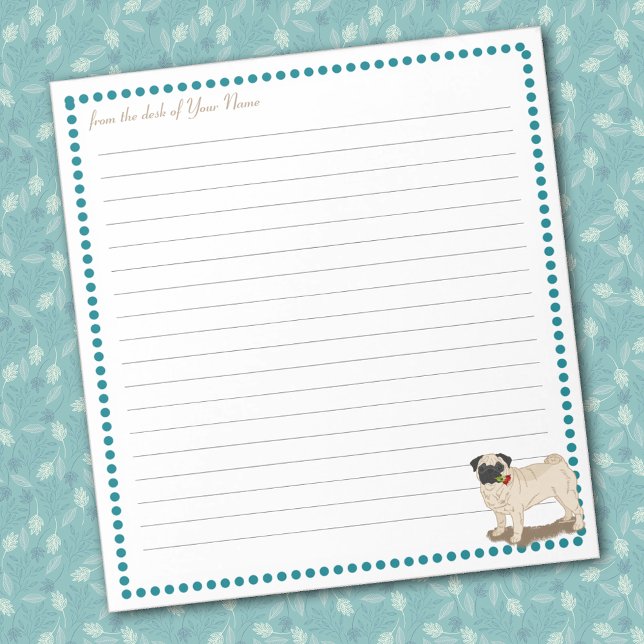 Personligen Pug Ro är infogad Anteckningsblock (Personalize with your name or the name of a gift recipient.)