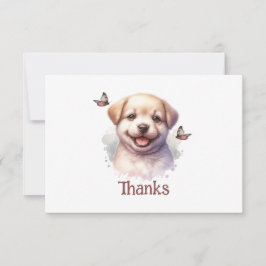 Personligen Puppy Butterflies Tack för ditt kort