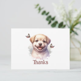 Personligen Puppy Butterflies Tack för ditt kort