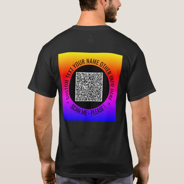 Personligen QR-kod och Anpassningsbar-text T-Shirt (Baksida)