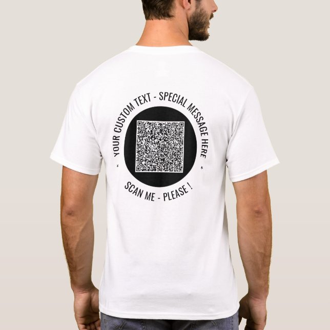 Personligen QR-kod och Anpassningsbar-text T-Shirt (Baksida)