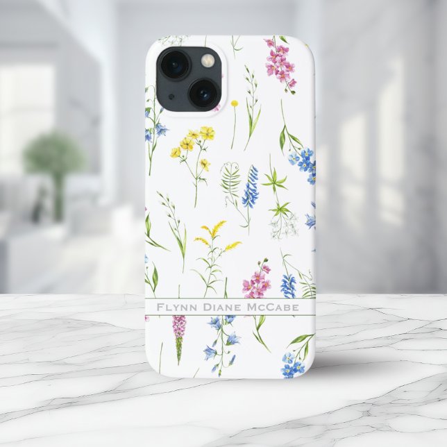 Personligen Quaint Vintage Wildblommor Foliage (Quaint Vintage Wildflowers Foliage Personalized Case-Mate iPhone Case)