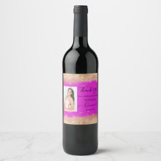 Personligen Quinceañera Event Vin Favor Label Vinflaska Etikett