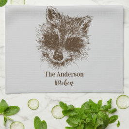Personligen Raccoon Woodland Creature Teckning Kökshandduk