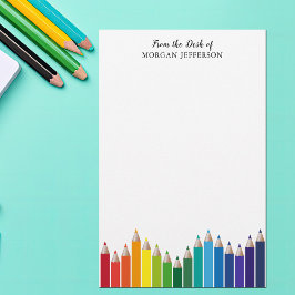 Personligen Rainbow Färg Pencil Art Teacher Brevpapper