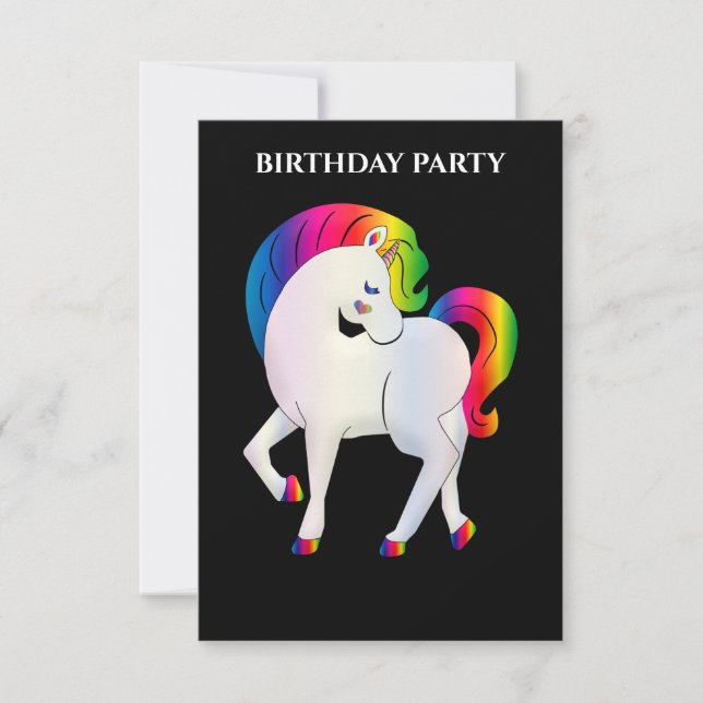 personligen "RAINBOW PONY" BIRTHDAY INVITATIONS. (Framsida)