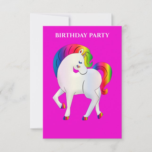 personligen "RAINBOW PONY" BIRTHDAY INVITATIONS. (Framsida)