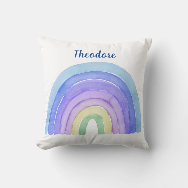 Personligen Rainbow Watercolor Boys Kudde (Framsida)