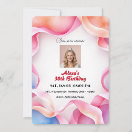 Personligen Ram födelsedag i vacker vattenfärg Inbjudningar