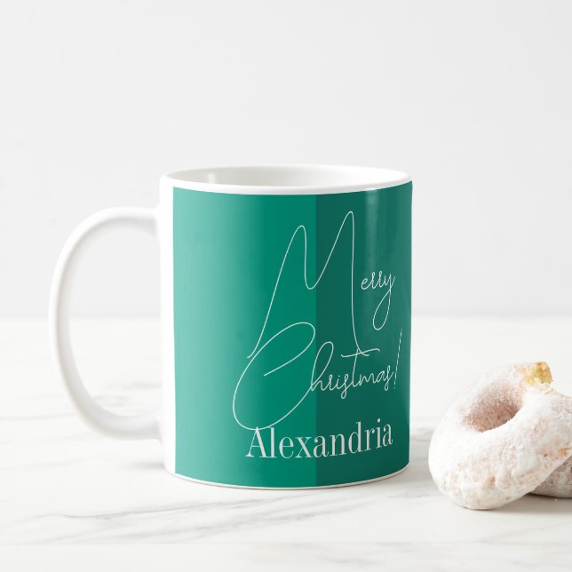 Personligen Rand i Julmodern Grönt Kaffemugg (Med munk)