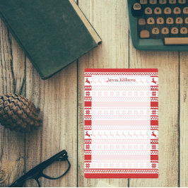 Personligen Red and White Nordic Reindeer Print Post-it Block