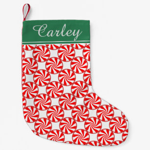 Personligen Red and White Stripe Candy Swirls Liten Julstrumpa