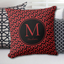 Personligen Red & Black Hearts Monogram
