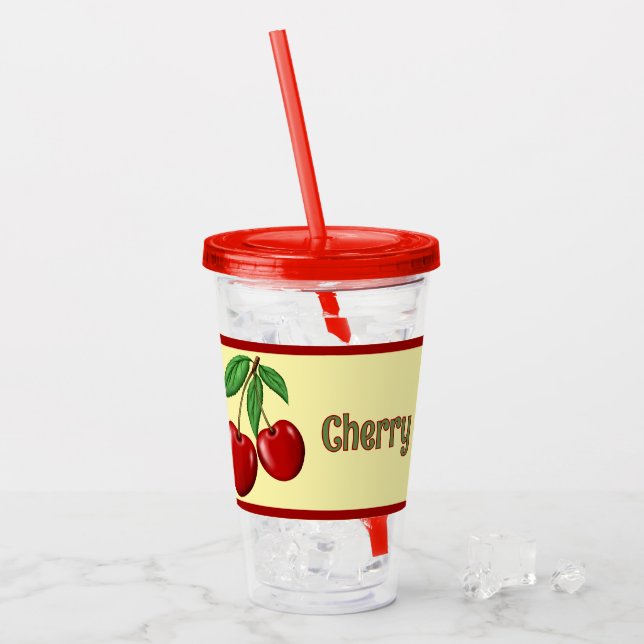 Personligen Red Cherries Design Take Away Mugg (Framsida Ice)